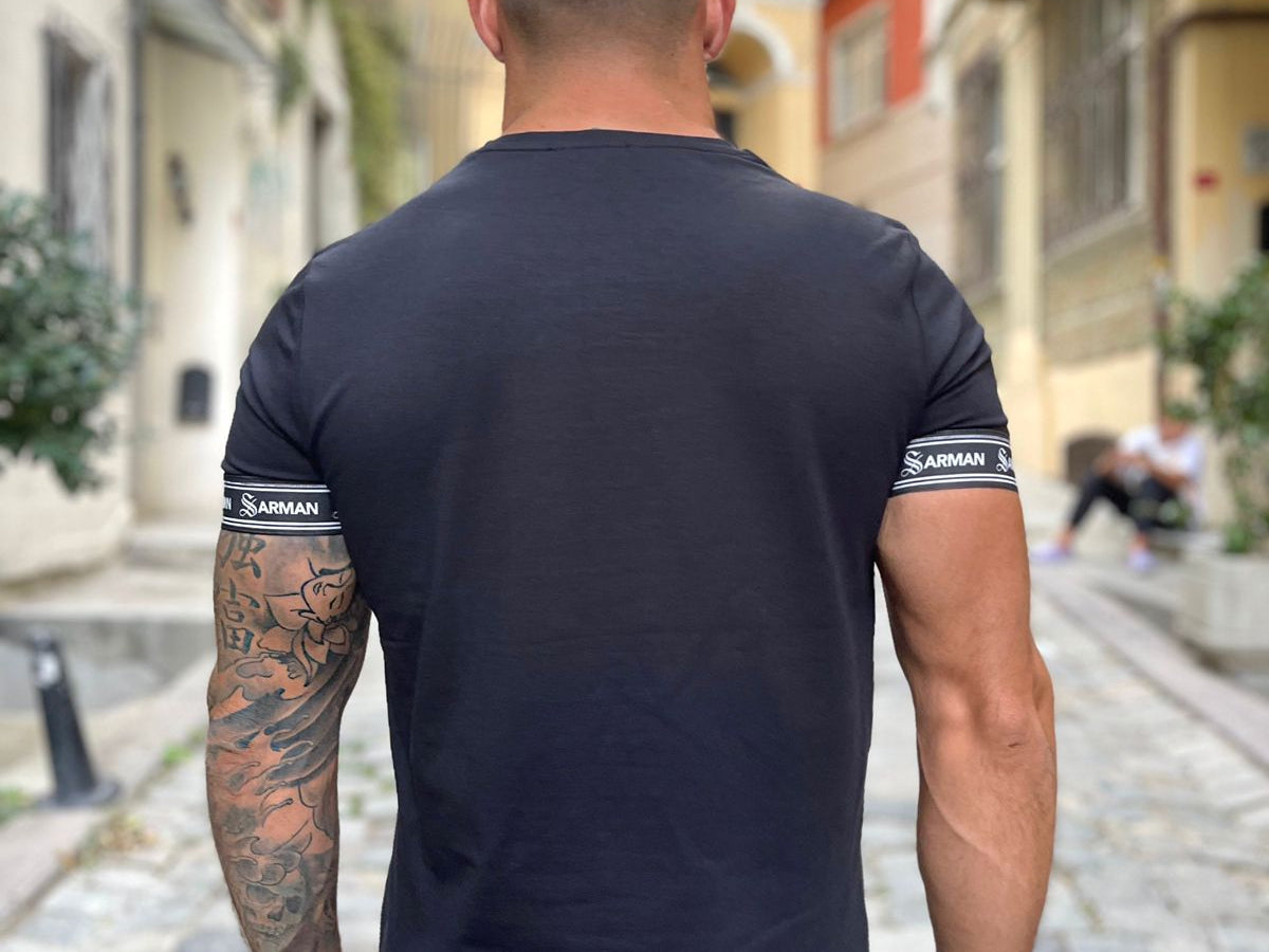 Black on Black - Black T-Shirt for Men (PRE-ORDER DISPATCH DATE 25 DECEMBER 2021) - Sarman Fashion - Wholesale Clothing Fashion Brand for Men from Canada