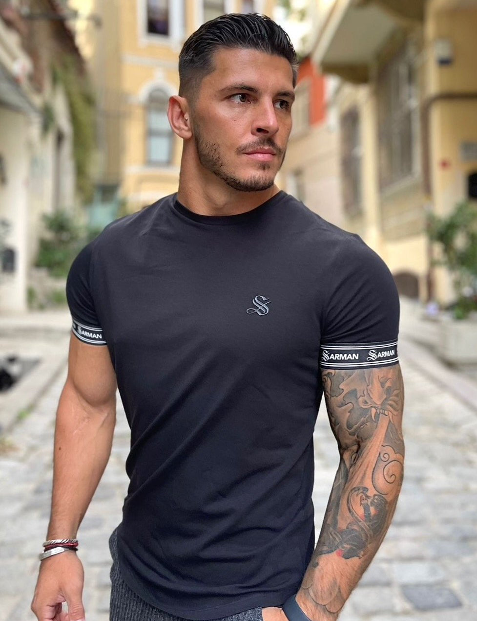 Black on Black - Black T-Shirt for Men (PRE-ORDER DISPATCH DATE 25 DECEMBER 2021) - Sarman Fashion - Wholesale Clothing Fashion Brand for Men from Canada