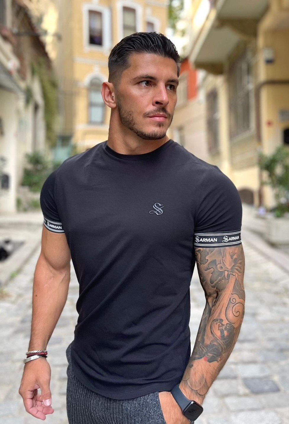 Black on Black - Black T-Shirt for Men (PRE-ORDER DISPATCH DATE 25 DECEMBER 2021) - Sarman Fashion - Wholesale Clothing Fashion Brand for Men from Canada