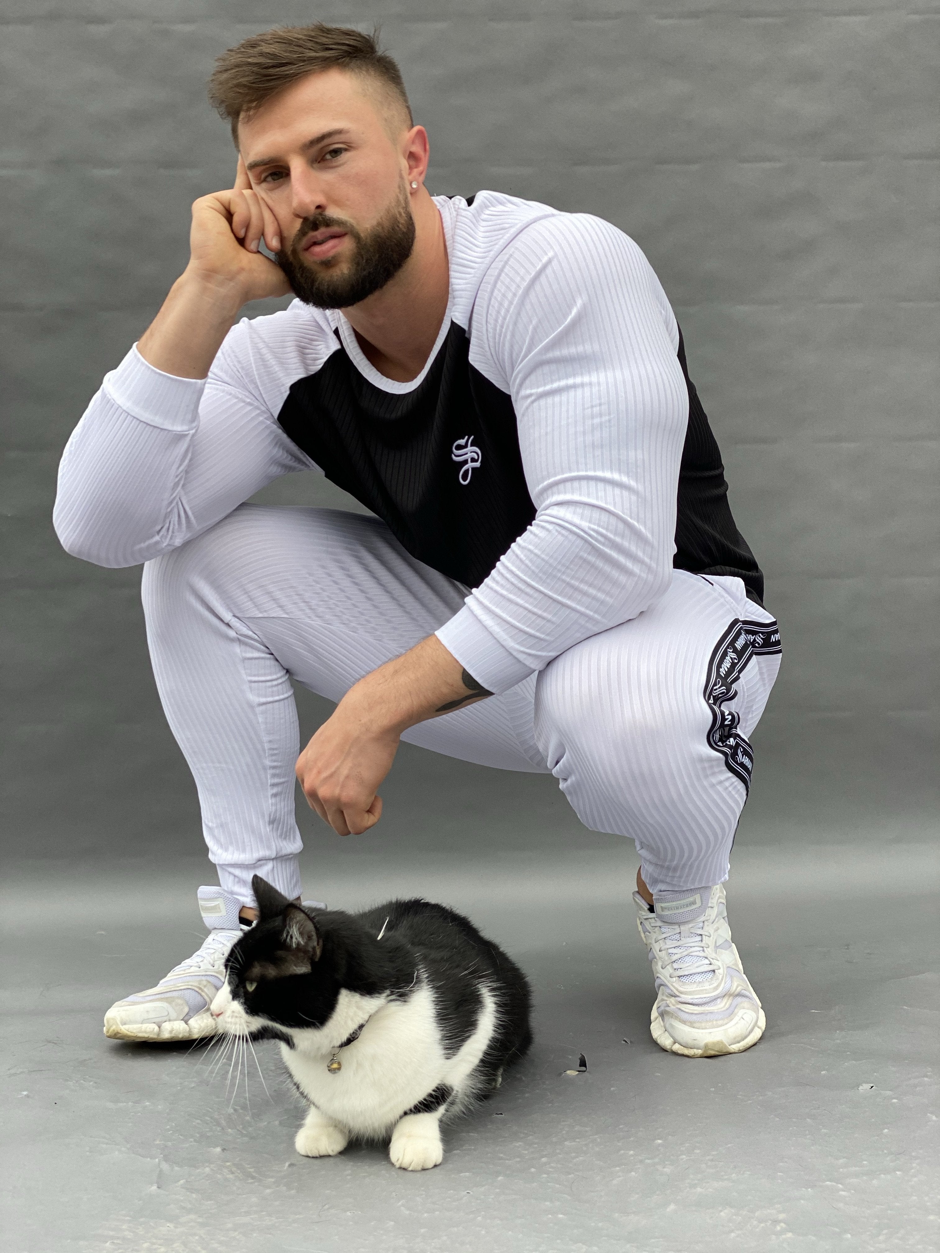 Blooper - Black/White Long Sleeves Shirt for Men - Sarman Fashion - Wholesale Clothing Fashion Brand for Men from Canada