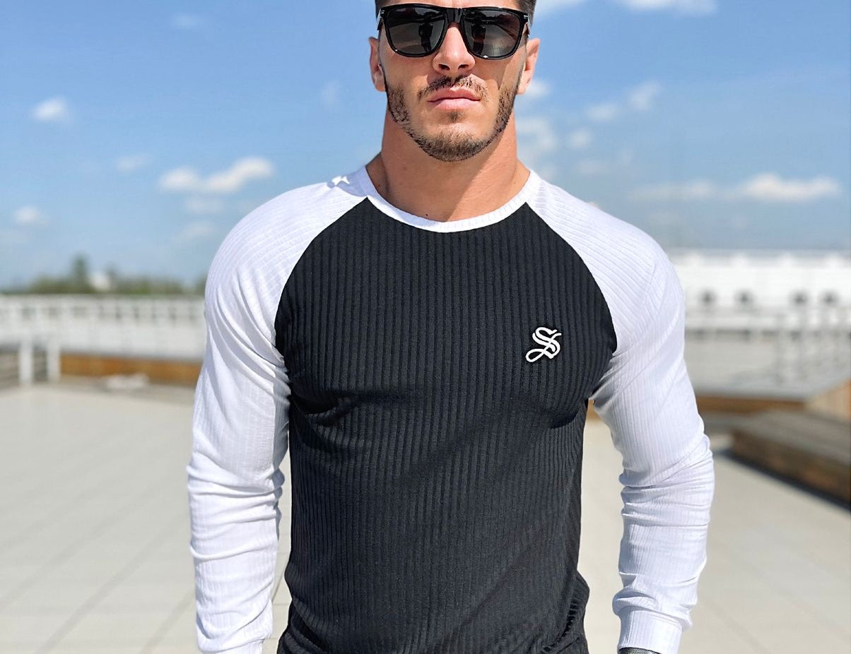 Blooper - Black/White Long Sleeves Shirt for Men - Sarman Fashion - Wholesale Clothing Fashion Brand for Men from Canada