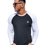 Blooper - Black/White Long Sleeves Shirt for Men - Sarman Fashion - Wholesale Clothing Fashion Brand for Men from Canada