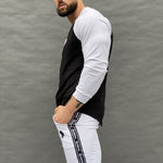 Blooper - Black/White Long Sleeves Shirt for Men - Sarman Fashion - Wholesale Clothing Fashion Brand for Men from Canada