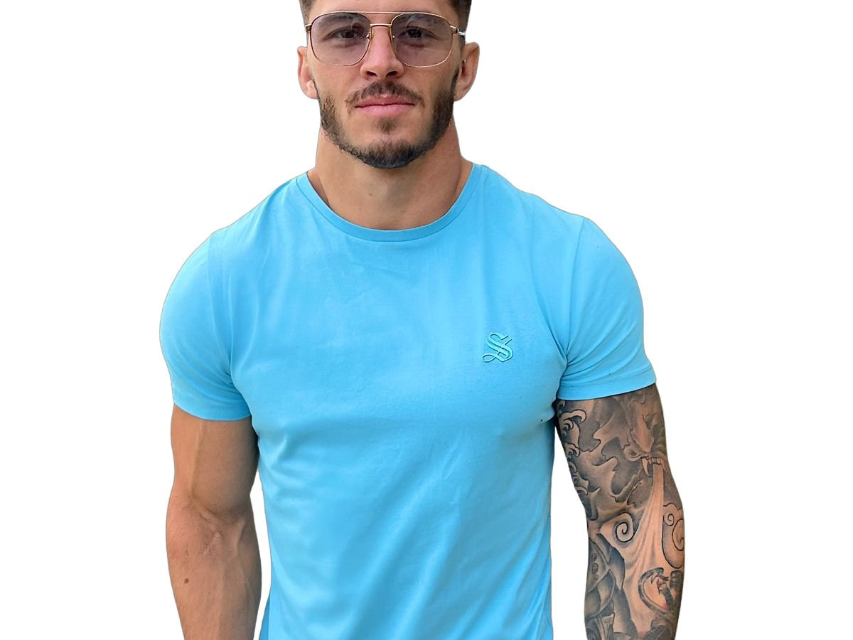 BlueShiny - Sky Blue T- Shirt for Men (PRE-ORDER DISPATCH DATE 25 DECEMBER 2021) - Sarman Fashion - Wholesale Clothing Fashion Brand for Men from Canada