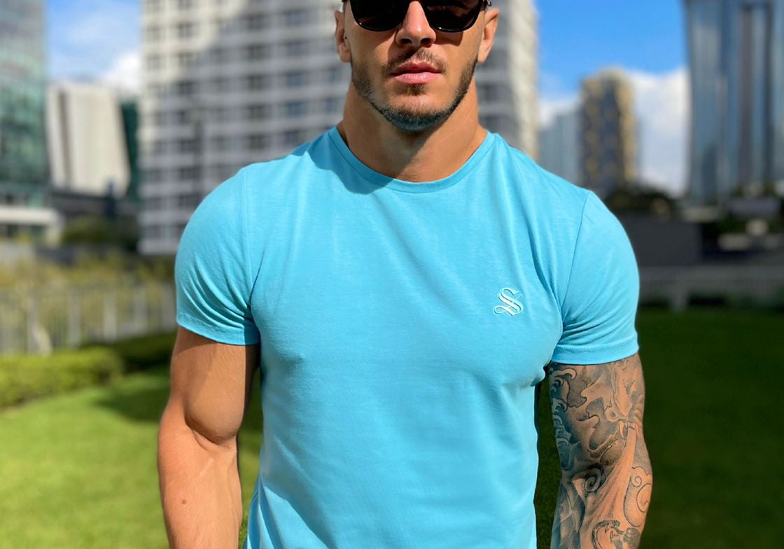 BlueShiny - Sky Blue T- Shirt for Men (PRE-ORDER DISPATCH DATE 25 DECEMBER 2021) - Sarman Fashion - Wholesale Clothing Fashion Brand for Men from Canada