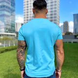 BlueShiny - Sky Blue T- Shirt for Men (PRE-ORDER DISPATCH DATE 25 DECEMBER 2021) - Sarman Fashion - Wholesale Clothing Fashion Brand for Men from Canada