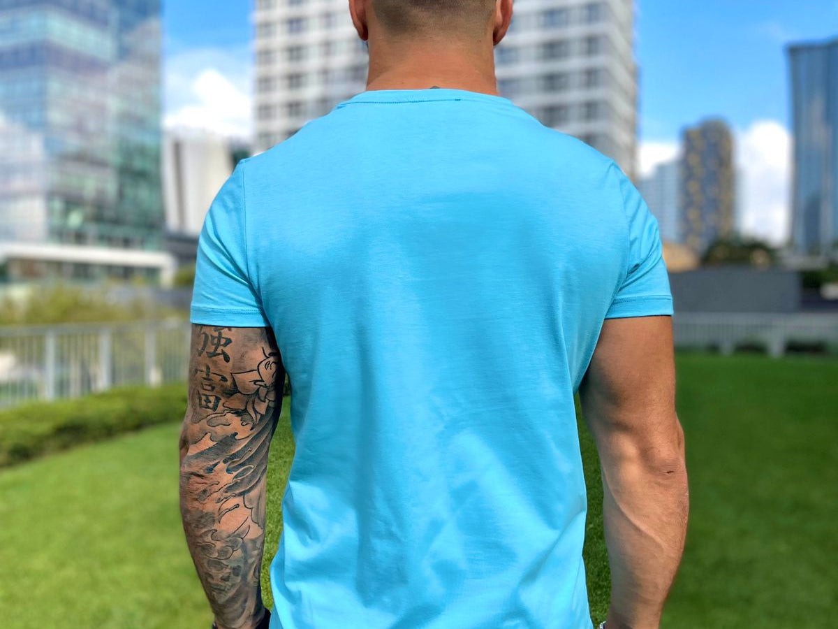 BlueShiny - Sky Blue T- Shirt for Men (PRE-ORDER DISPATCH DATE 25 DECEMBER 2021) - Sarman Fashion - Wholesale Clothing Fashion Brand for Men from Canada