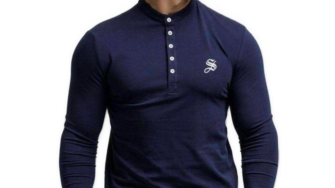 Bluwana - Blue Long Sleeve Shirt for Men (PRE-ORDER DISPATCH DATE 25 September 2024) - Sarman Fashion - Wholesale Clothing Fashion Brand for Men from Canada