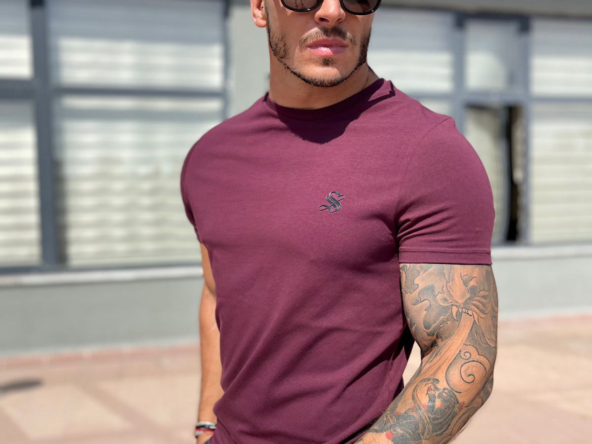 Brugeoise - Burgundy T-Shirt for Men (PRE-ORDER DISPATCH DATE 25 DECEMBER 2021) - Sarman Fashion - Wholesale Clothing Fashion Brand for Men from Canada