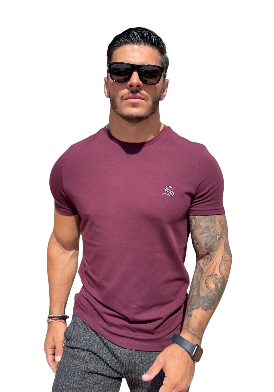 Brugeoise - Burgundy T-Shirt for Men (PRE-ORDER DISPATCH DATE 25 DECEMBER 2021) - Sarman Fashion - Wholesale Clothing Fashion Brand for Men from Canada