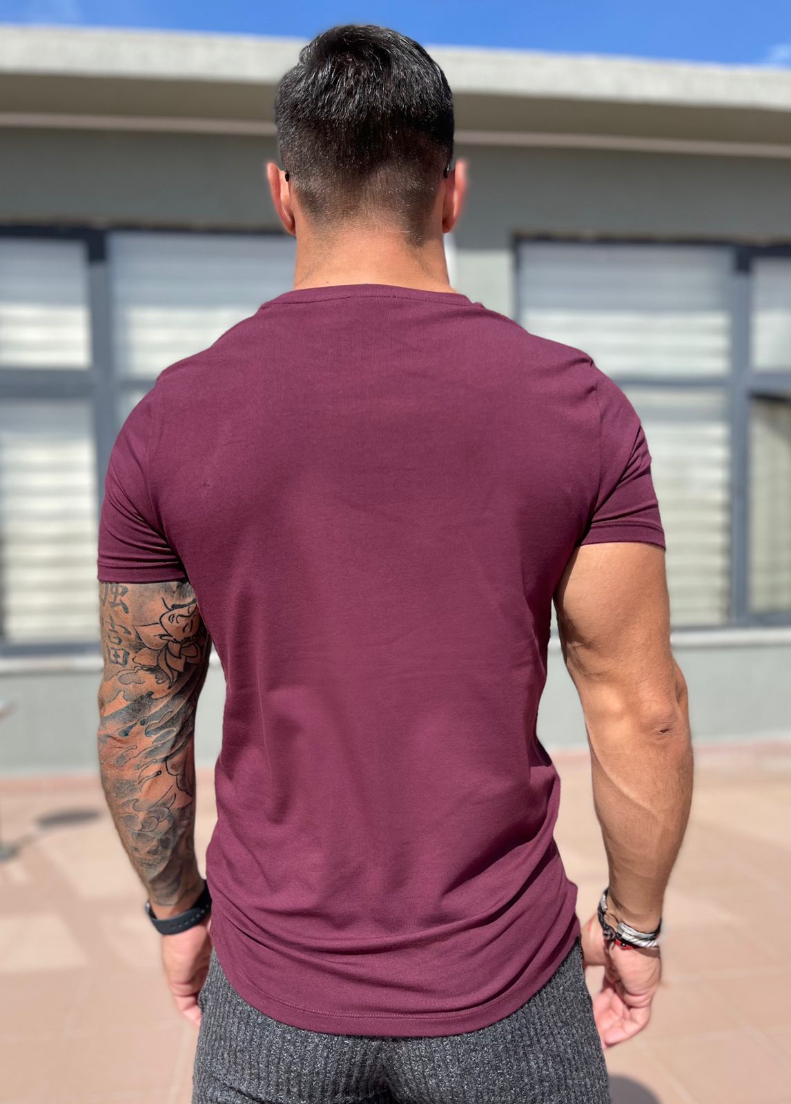Brugeoise - Burgundy T-Shirt for Men (PRE-ORDER DISPATCH DATE 25 DECEMBER 2021) - Sarman Fashion - Wholesale Clothing Fashion Brand for Men from Canada