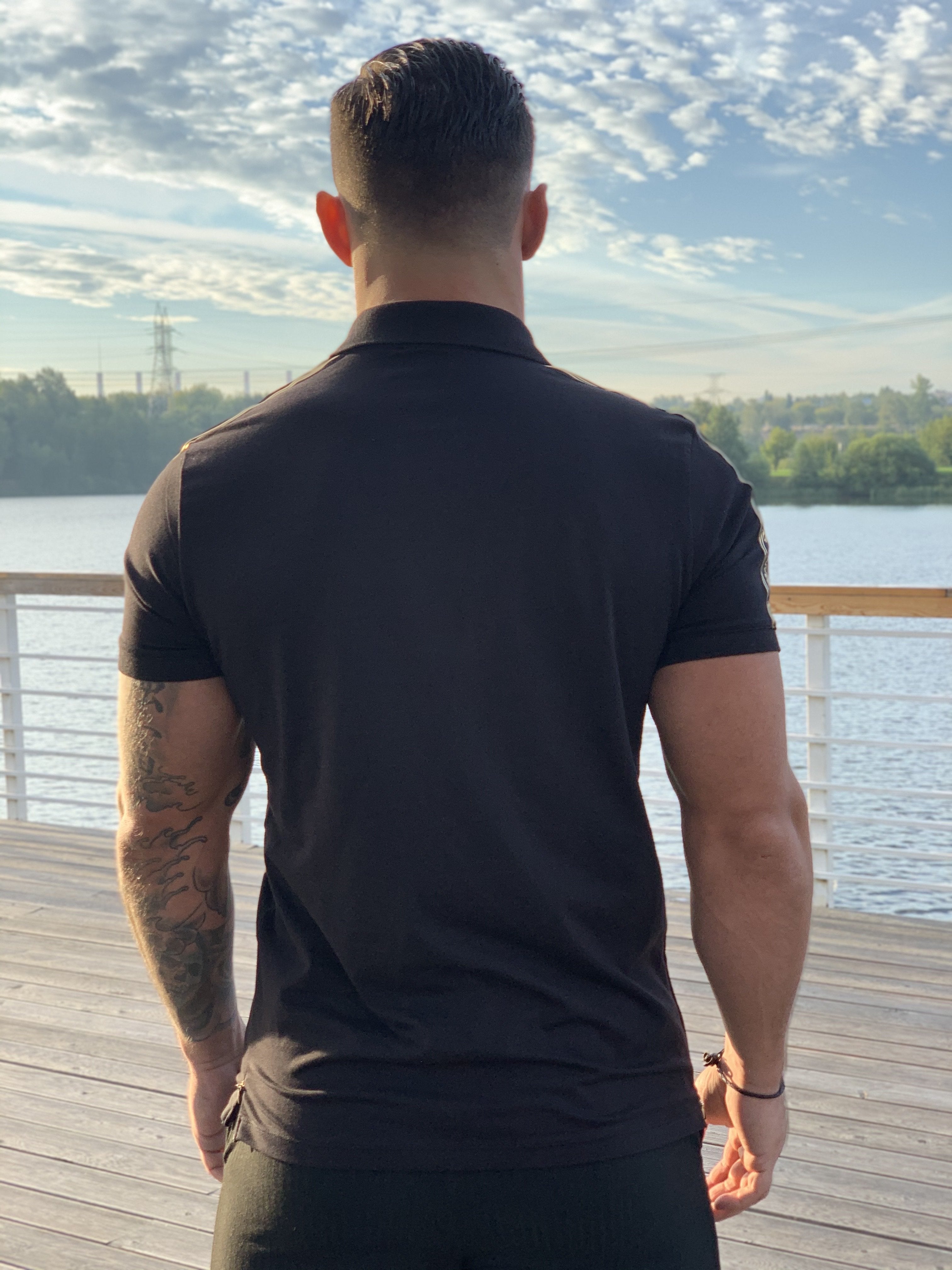 Buff - Black Polo T-shirt for Men (PRE-ORDER DISPATCH DATE 25 SEPTEMBER) - Sarman Fashion - Wholesale Clothing Fashion Brand for Men from Canada