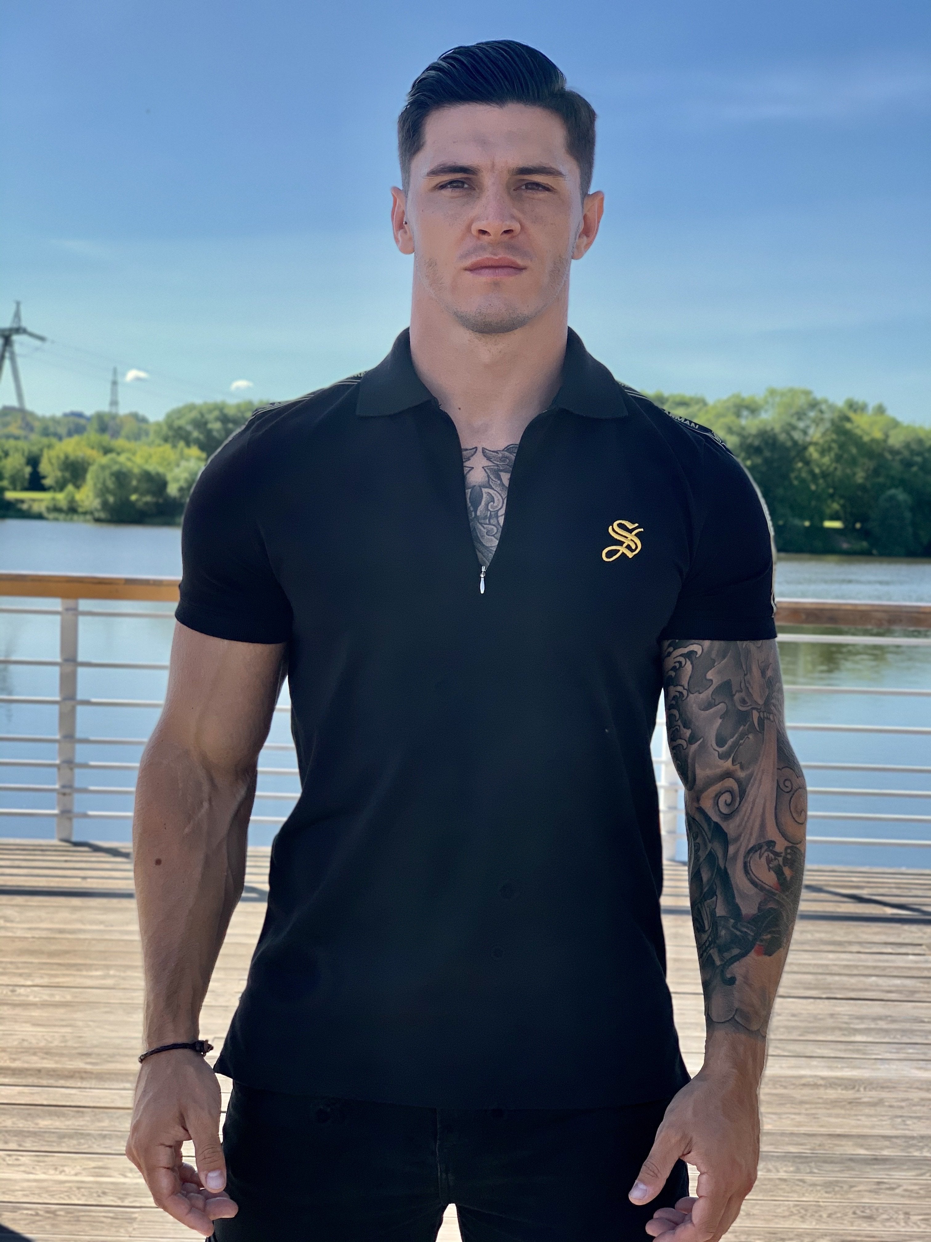 Buff - Black Polo T-shirt for Men (PRE-ORDER DISPATCH DATE 25 SEPTEMBER) - Sarman Fashion - Wholesale Clothing Fashion Brand for Men from Canada