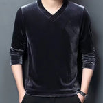 Burat - Velvet V-Neck Long Sleeve Shirt for Men - Sarman Fashion - Wholesale Clothing Fashion Brand for Men from Canada