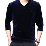 Burat - Velvet V-Neck Long Sleeve Shirt for Men - Sarman Fashion - Wholesale Clothing Fashion Brand for Men from Canada