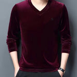 Burat - Velvet V-Neck Long Sleeve Shirt for Men - Sarman Fashion - Wholesale Clothing Fashion Brand for Men from Canada