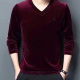 Burat - Velvet V-Neck Long Sleeve Shirt for Men - Sarman Fashion - Wholesale Clothing Fashion Brand for Men from Canada