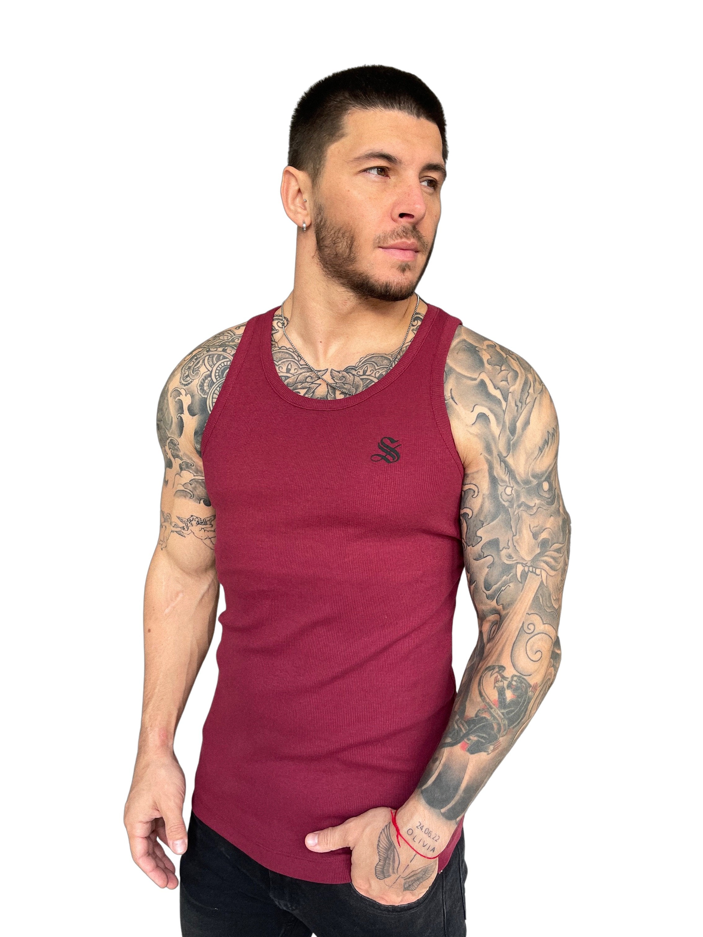 Burdona - Red Tank Top for Men - Sarman Fashion - Wholesale Clothing Fashion Brand for Men from Canada