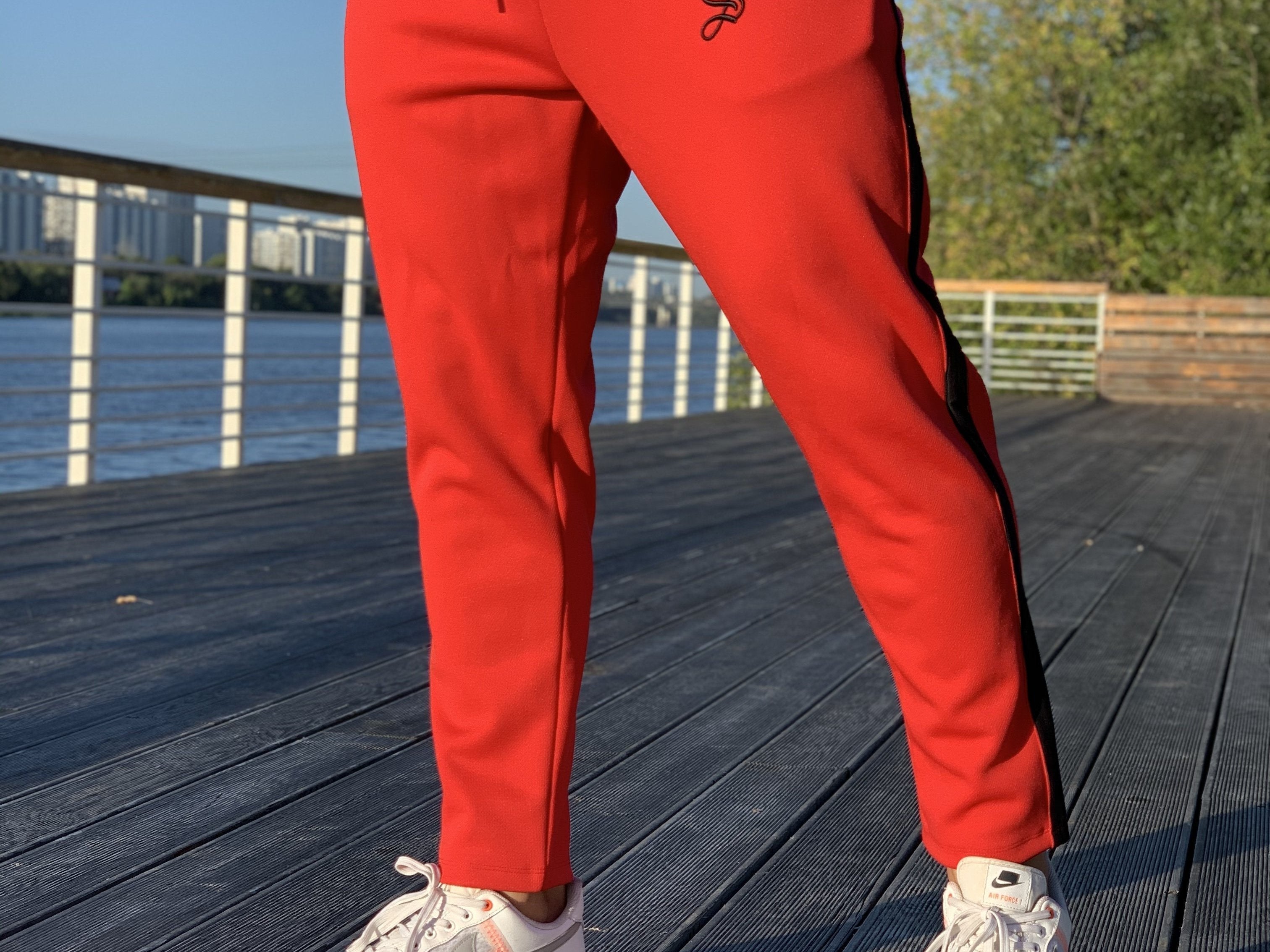 Chief - Red Joggers for Men (PRE-ORDER DISPATCH DATE 25 September 2024) - Sarman Fashion - Wholesale Clothing Fashion Brand for Men from Canada