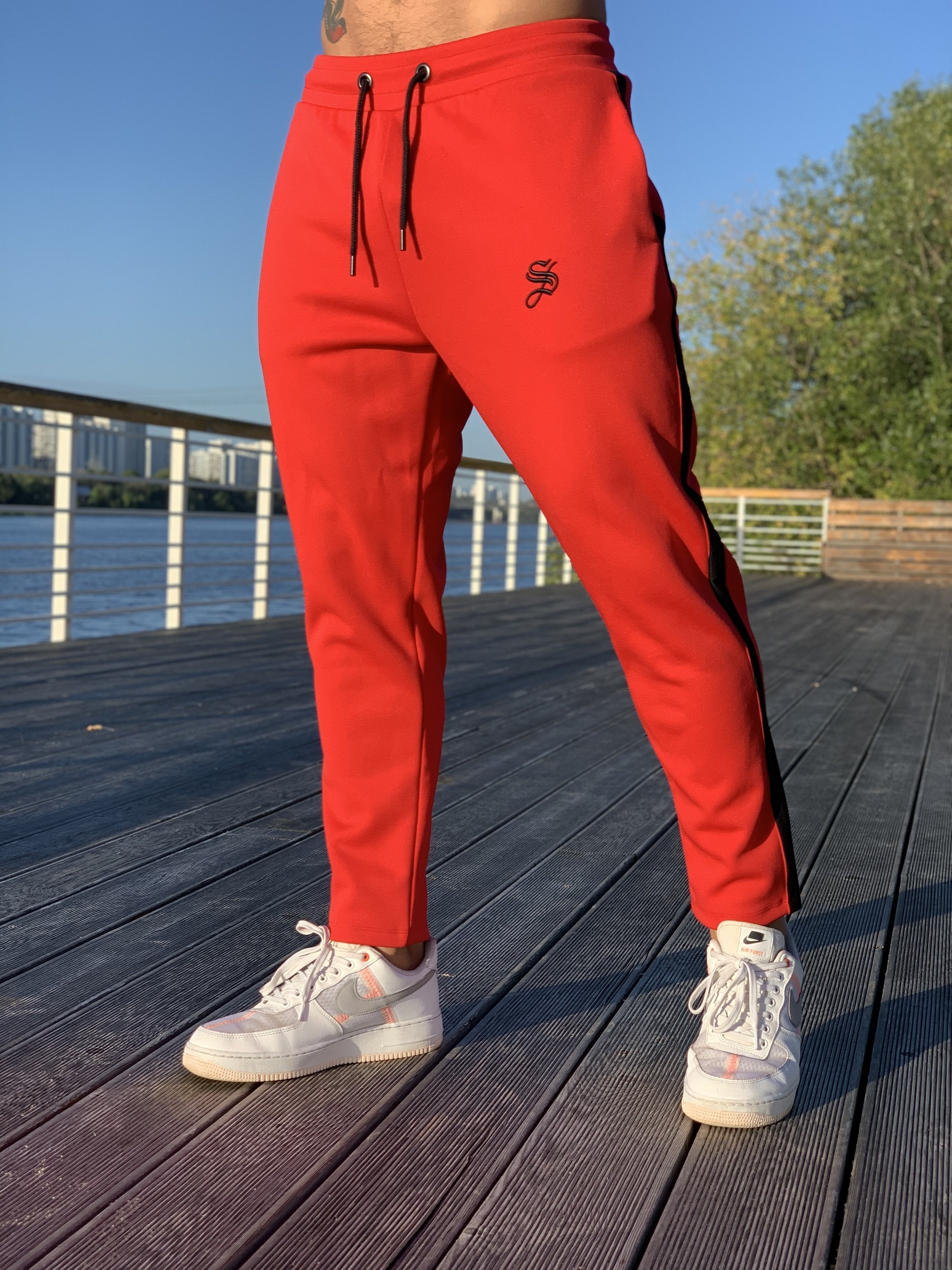 Chief - Red Joggers for Men (PRE-ORDER DISPATCH DATE 25 September 2024) - Sarman Fashion - Wholesale Clothing Fashion Brand for Men from Canada