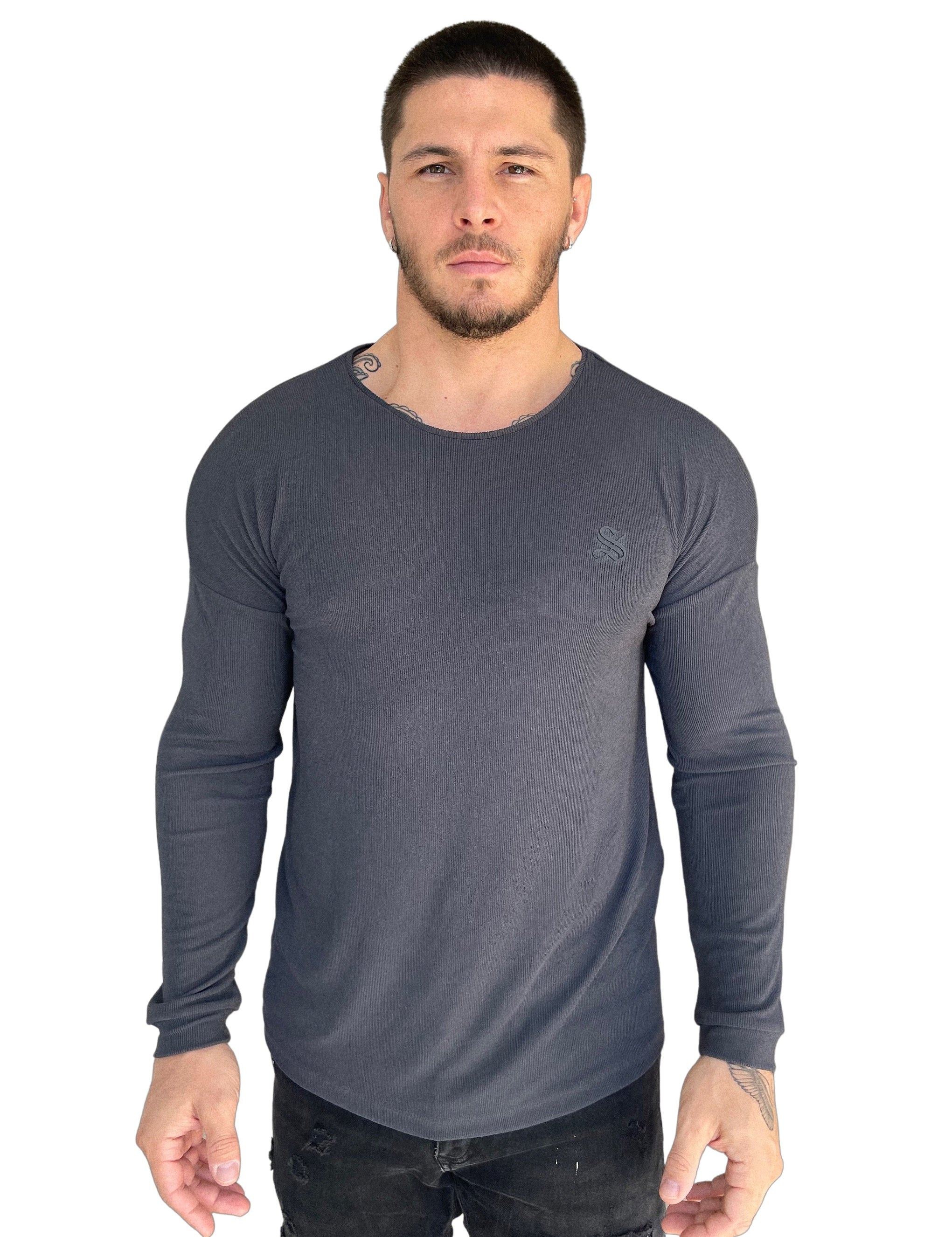Chimere - Gris Long Sleeve shirt for Men - Sarman Fashion - Wholesale Clothing Fashion Brand for Men from Canada