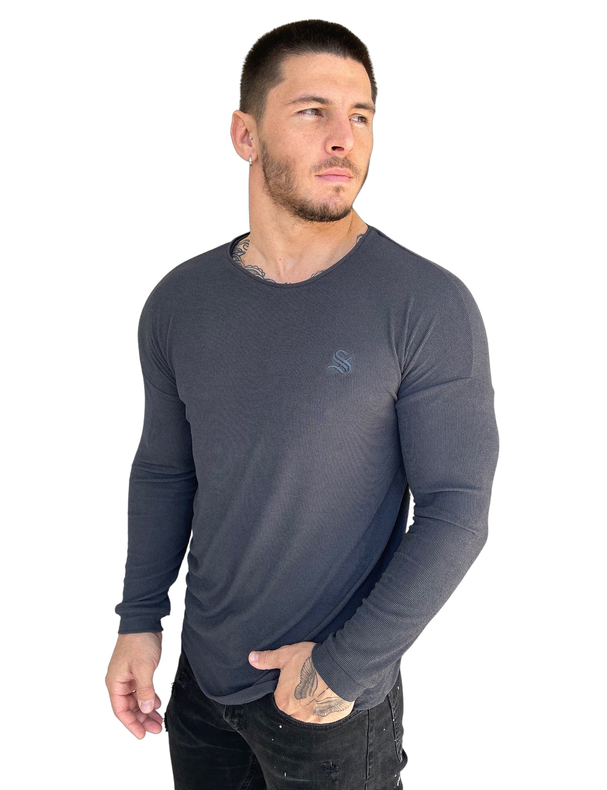 Chimere - Gris Long Sleeve shirt for Men - Sarman Fashion - Wholesale Clothing Fashion Brand for Men from Canada