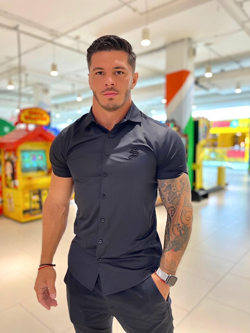 Clean Cut - Black Shirt for Men - Sarman Fashion - Wholesale Clothing Fashion Brand for Men from Canada