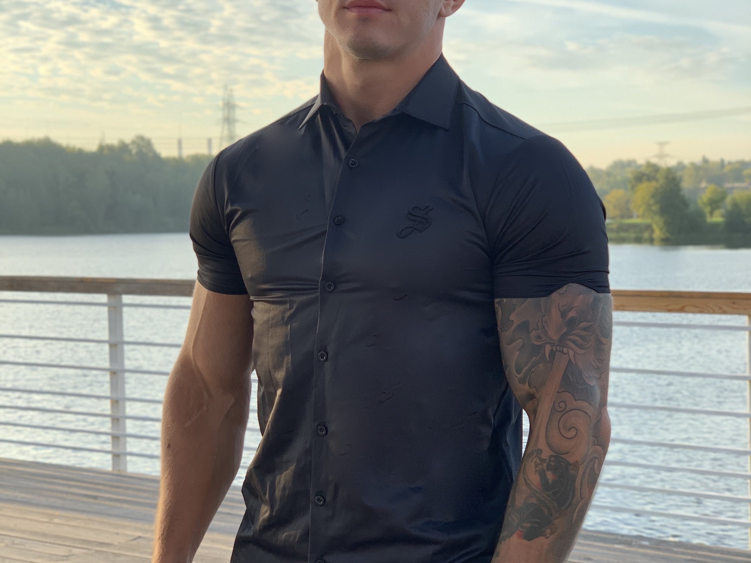 Clean Cut - Black Shirt for Men (PRE-ORDER DISPATCH DATE 25 SEPTEMBER) - Sarman Fashion - Wholesale Clothing Fashion Brand for Men from Canada