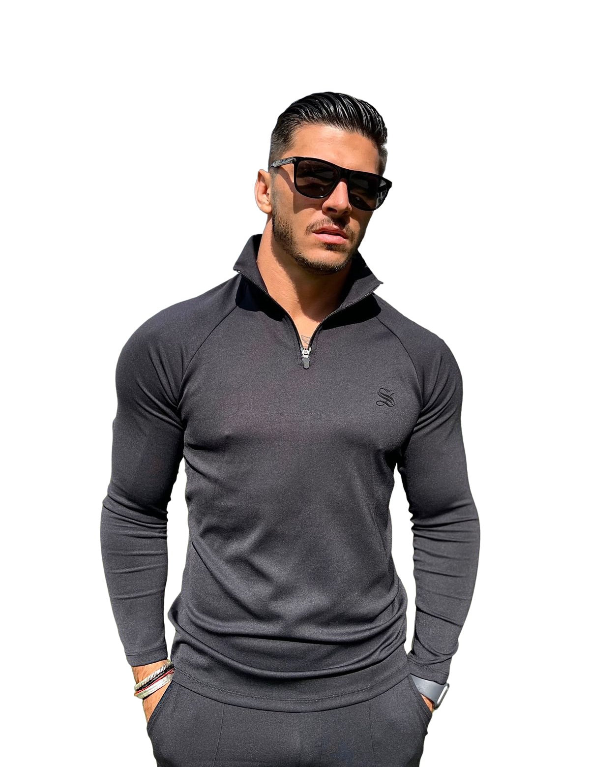 Clean Look - Black Long Sleeves Top for Men (PRE-ORDER DISPATCH DATE 25 DECEMBER 2021) - Sarman Fashion - Wholesale Clothing Fashion Brand for Men from Canada