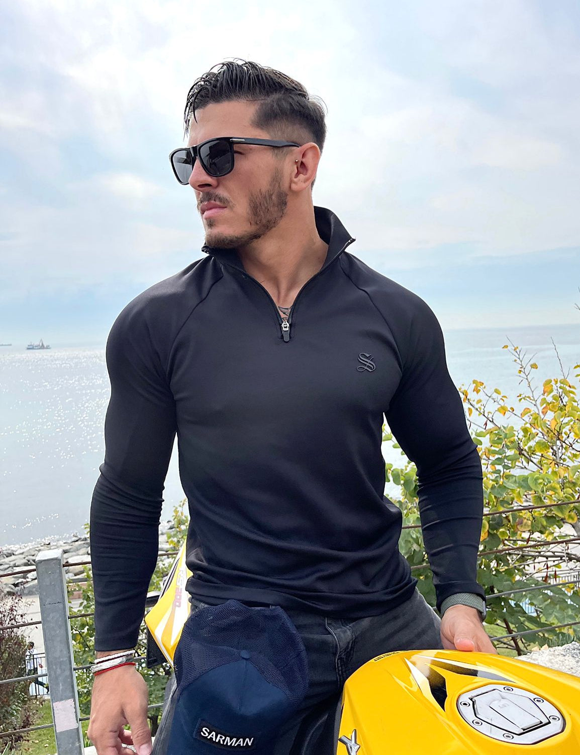 Clean Look - Black Long Sleeves Top for Men (PRE-ORDER DISPATCH DATE 25 DECEMBER 2021) - Sarman Fashion - Wholesale Clothing Fashion Brand for Men from Canada
