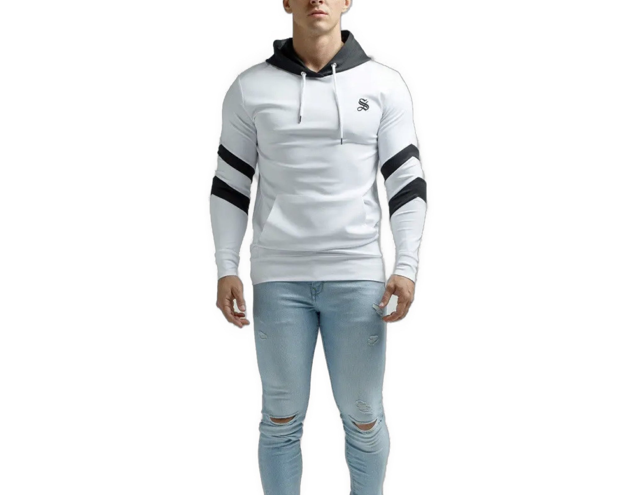 Cloudy - White/Black Hoodie for Men (PRE-ORDER DISPATCH DATE 25 September 2024) - Sarman Fashion - Wholesale Clothing Fashion Brand for Men from Canada