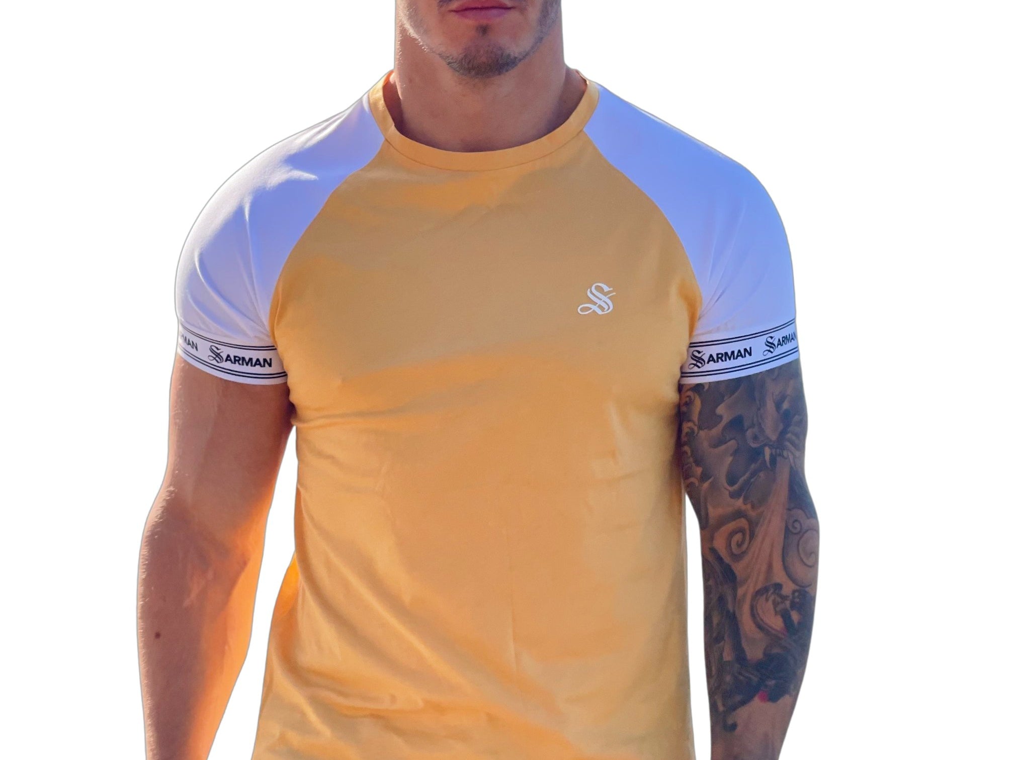 Complanto - Yellow/ White T-Shirt for Men (PRE-ORDER DISPATCH DATE 1 JULY 2022) - Sarman Fashion - Wholesale Clothing Fashion Brand for Men from Canada