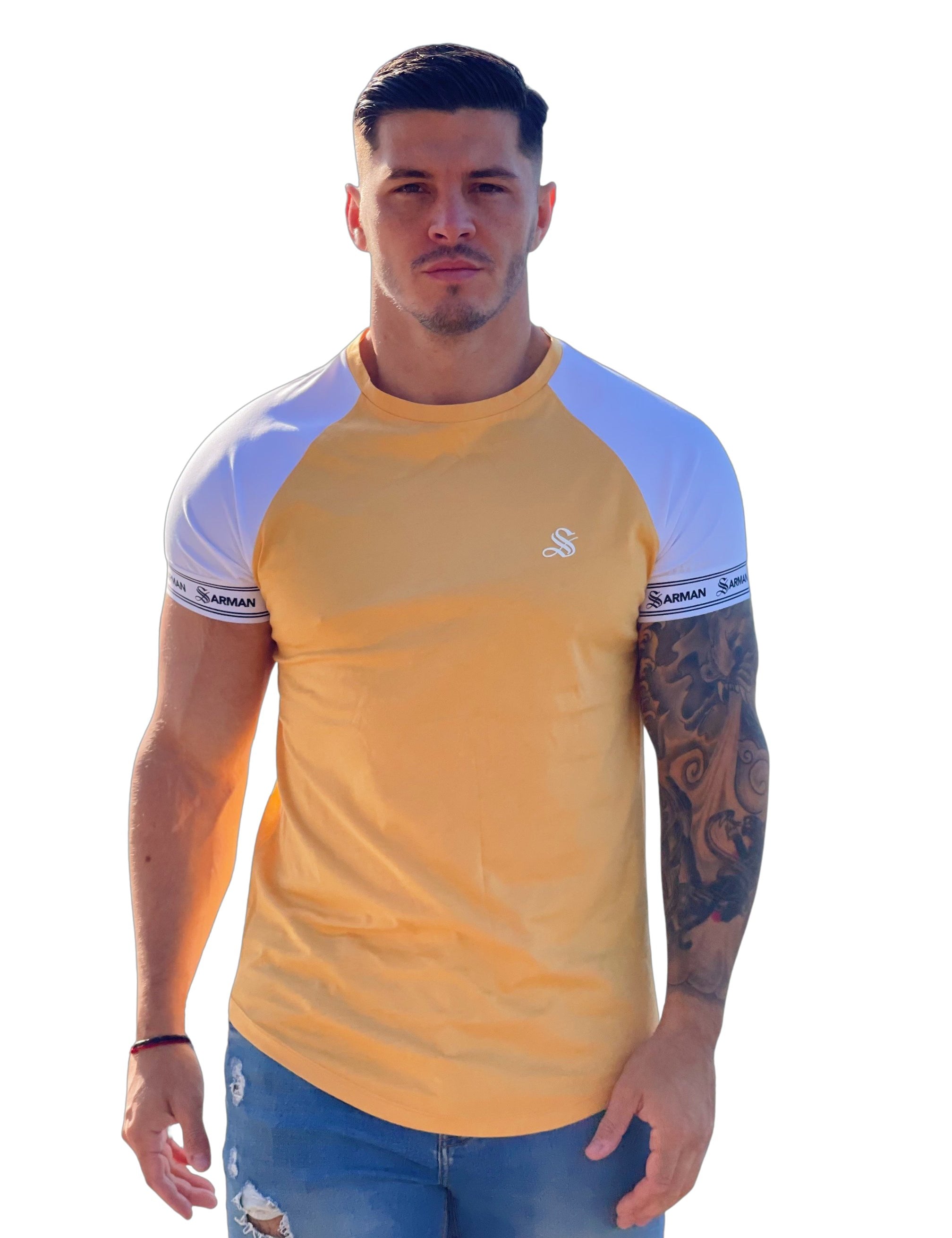 Complanto - Yellow/ White T-Shirt for Men (PRE-ORDER DISPATCH DATE 1 JULY 2022) - Sarman Fashion - Wholesale Clothing Fashion Brand for Men from Canada