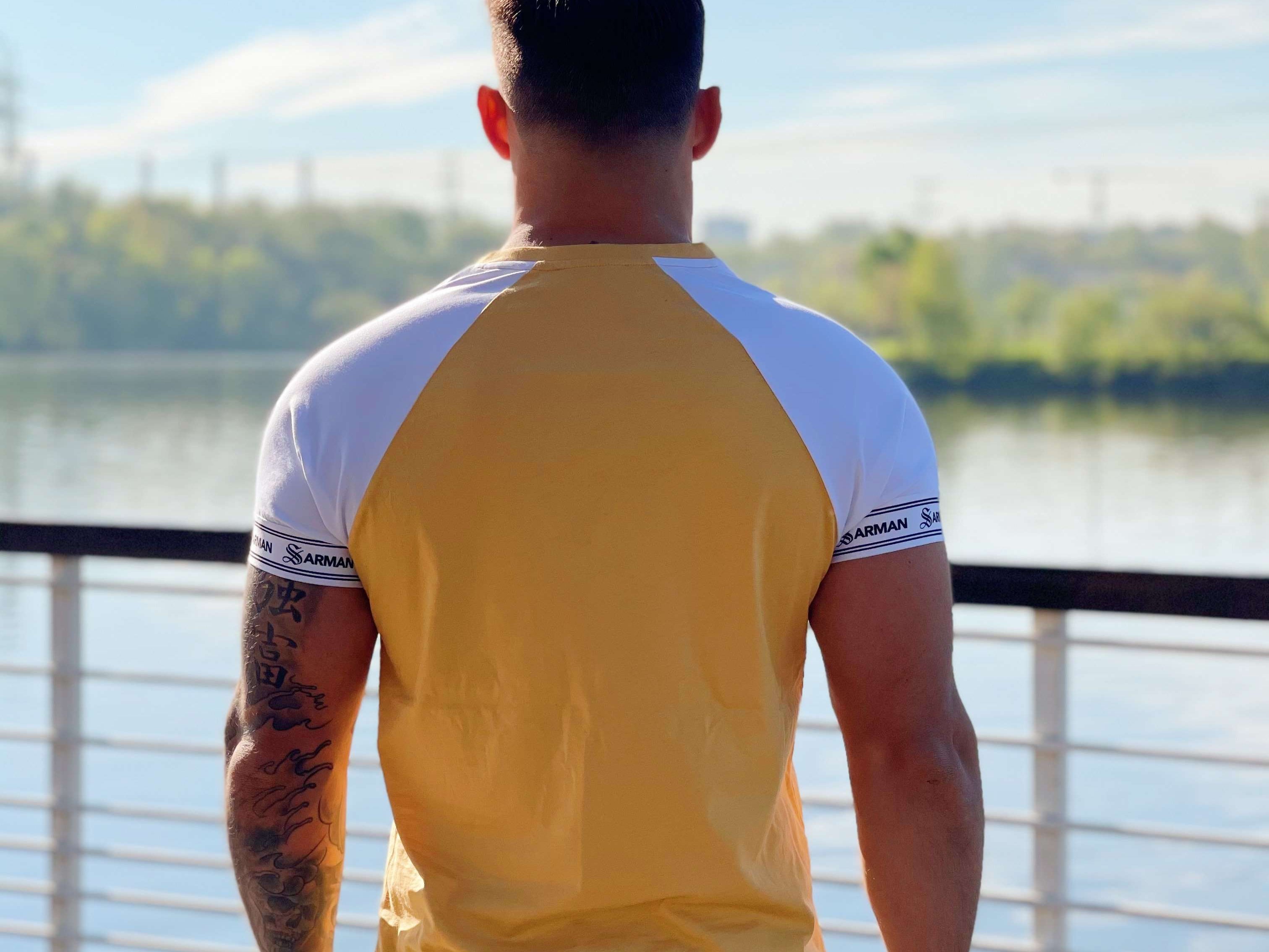 Complanto - Yellow/ White T-Shirt for Men (PRE-ORDER DISPATCH DATE 1 JULY 2022) - Sarman Fashion - Wholesale Clothing Fashion Brand for Men from Canada