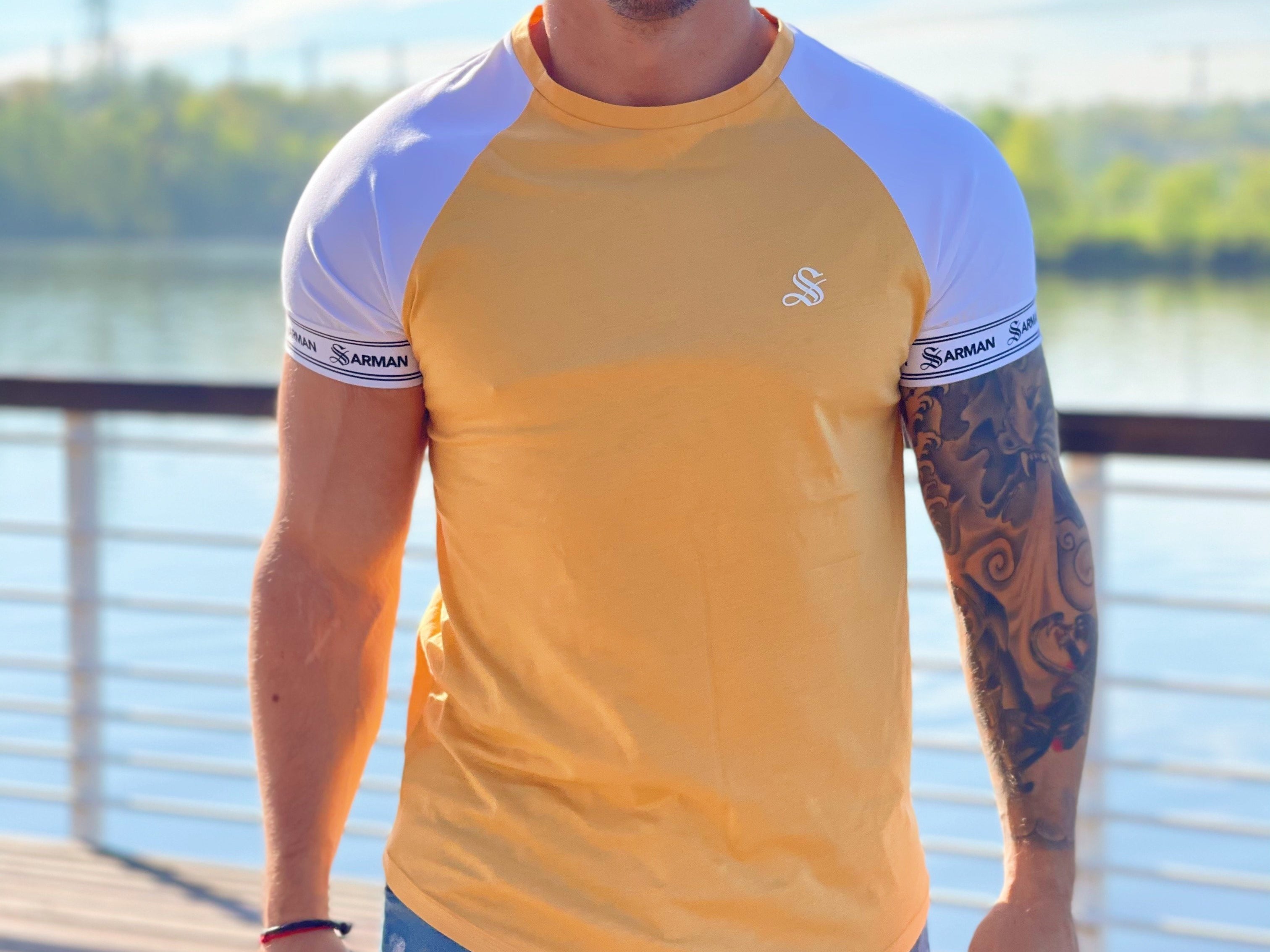 Complanto - Yellow/ White T-Shirt for Men (PRE-ORDER DISPATCH DATE 1 JULY 2022) - Sarman Fashion - Wholesale Clothing Fashion Brand for Men from Canada