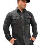 Cowboy #2 - Black Long Sleeves Jeans Shirt for Men - Sarman Fashion - Wholesale Clothing Fashion Brand for Men from Canada