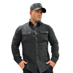 Cowboy #2 - Black Long Sleeves Jeans Shirt for Men - Sarman Fashion - Wholesale Clothing Fashion Brand for Men from Canada