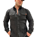 Cowboy #2 - Black Long Sleeves Jeans Shirt for Men - Sarman Fashion - Wholesale Clothing Fashion Brand for Men from Canada