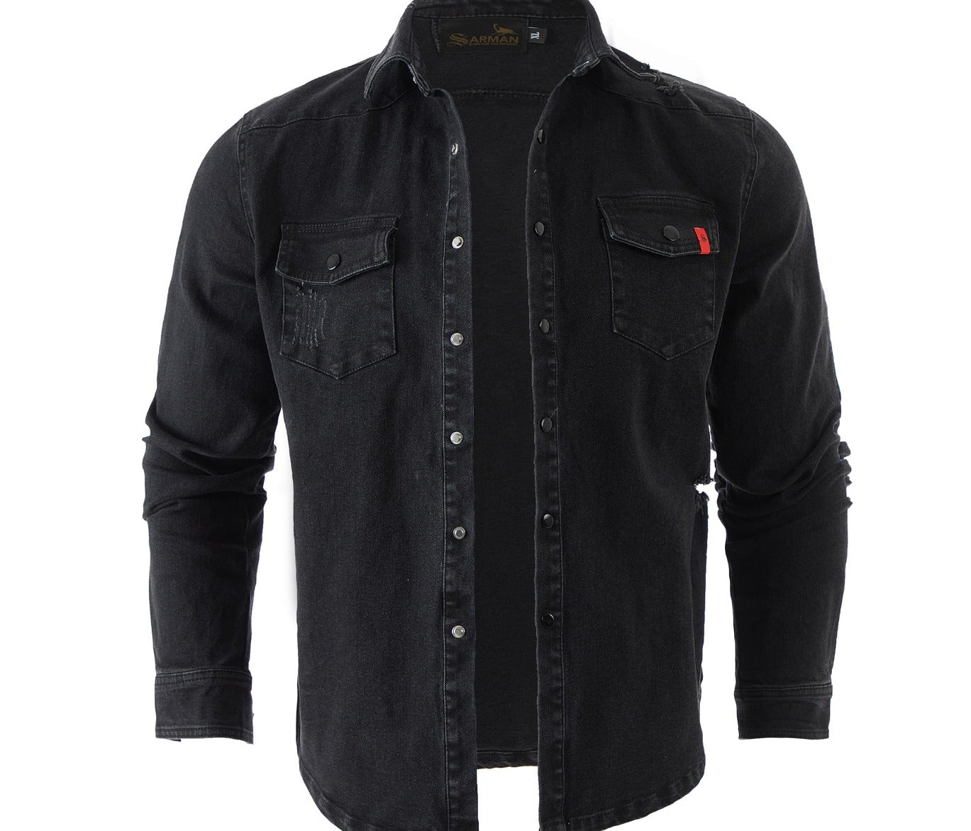 Cowboy #2 - Black Long Sleeves Jeans Shirt for Men (PRE-ORDER DISPATCH DATE 25 DECEMBER 2023) - Sarman Fashion - Wholesale Clothing Fashion Brand for Men from Canada