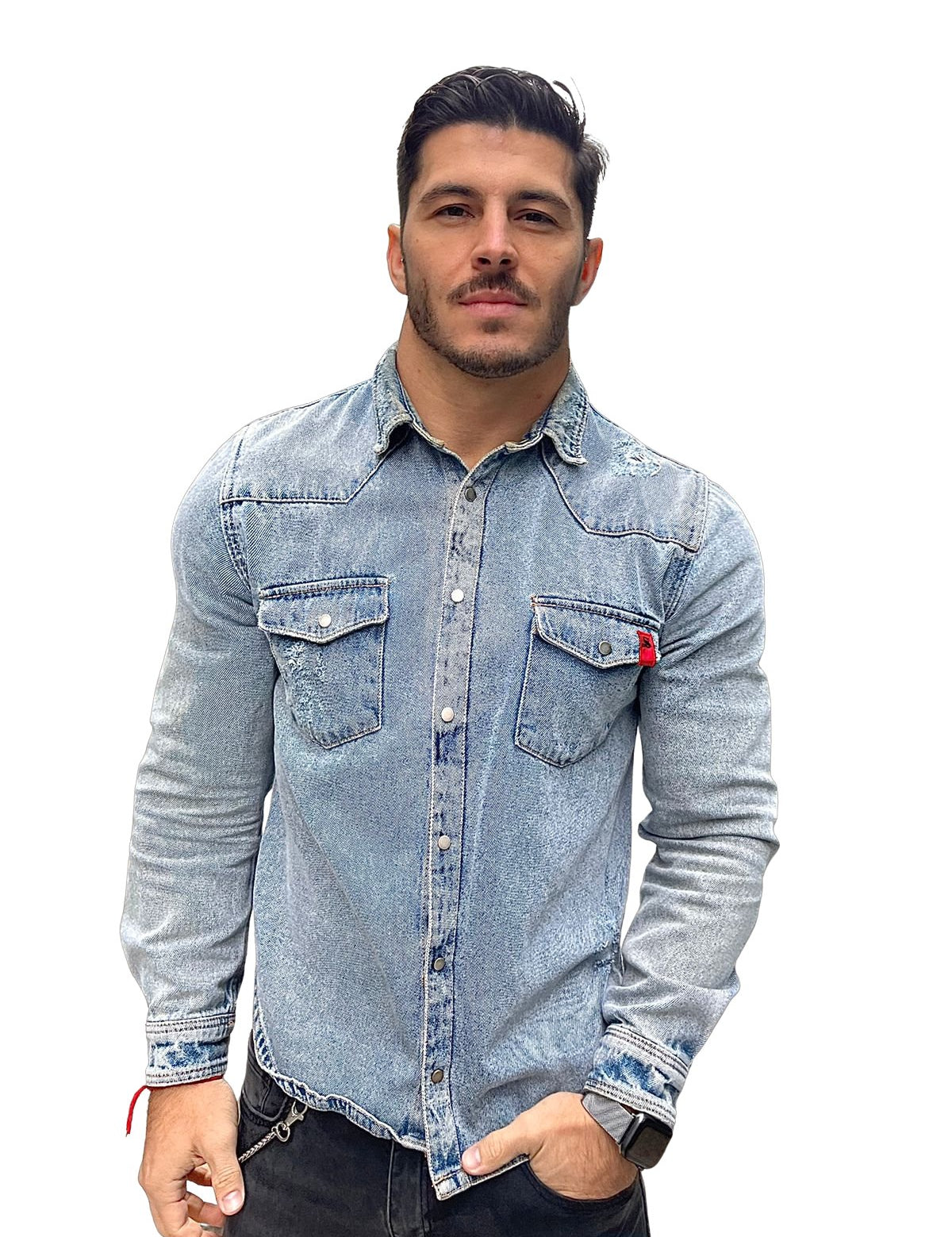 Cowboy - Light Blue Long Sleeves Jeans Shirt for Men (PRE-ORDER DISPATCH DATE 15 APRIL 2023) - Sarman Fashion - Wholesale Clothing Fashion Brand for Men from Canada