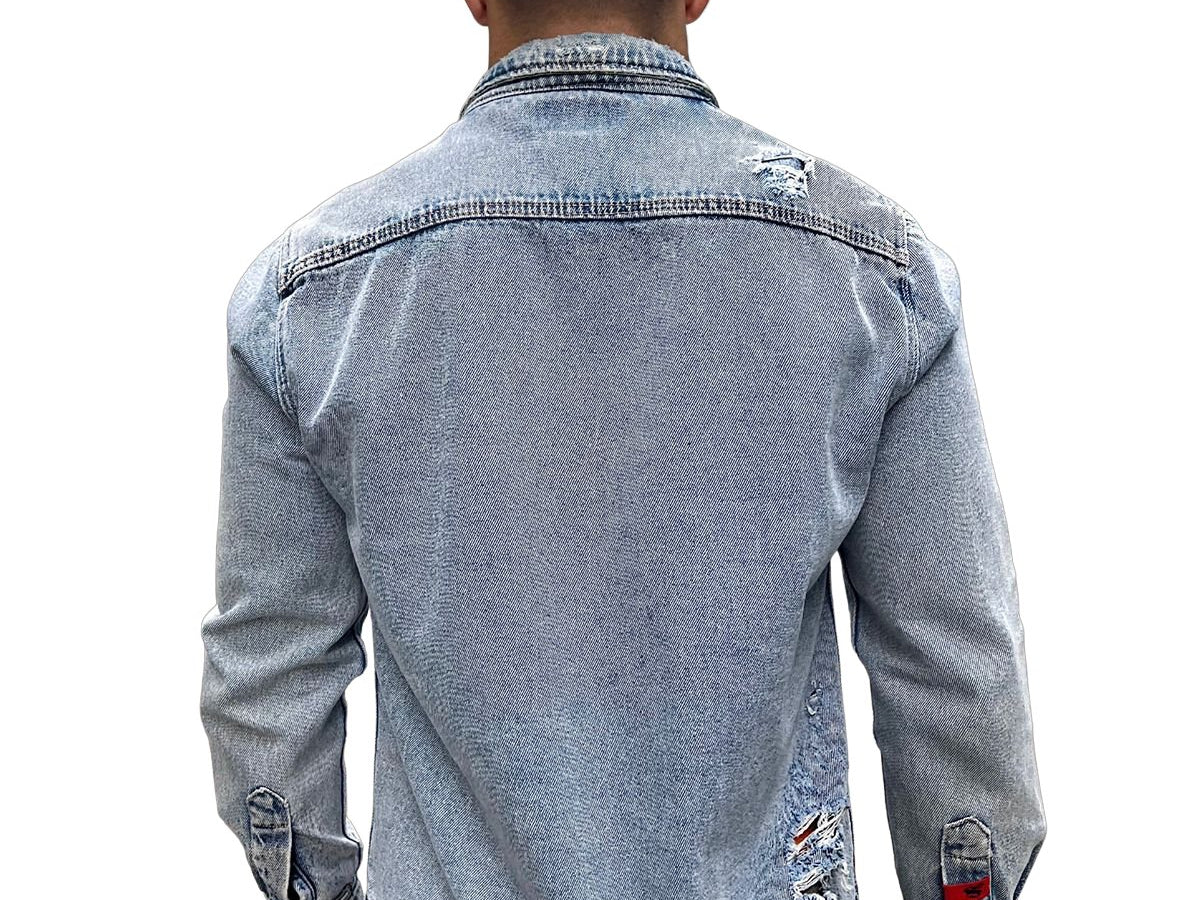 Cowboy - Light Blue Long Sleeves Jeans Shirt for Men (PRE-ORDER DISPATCH DATE 15 APRIL 2023) - Sarman Fashion - Wholesale Clothing Fashion Brand for Men from Canada