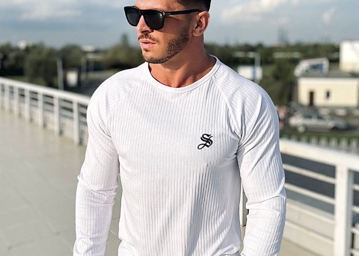 Dinger - White Long Sleeves Shirt for Men - Sarman Fashion - Wholesale Clothing Fashion Brand for Men from Canada