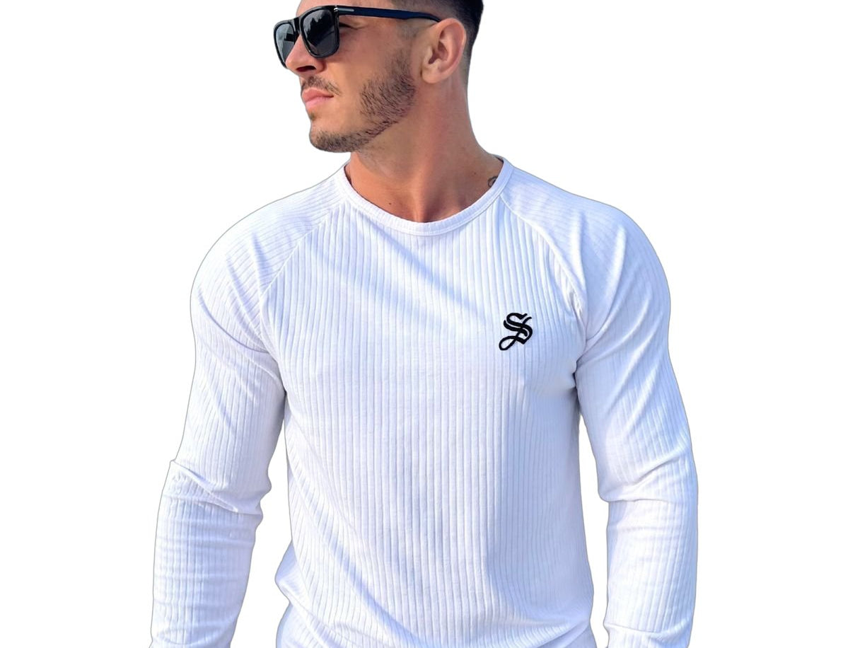 Dinger - White Long Sleeves Shirt for Men - Sarman Fashion - Wholesale Clothing Fashion Brand for Men from Canada