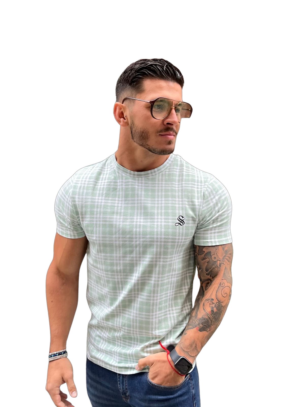 Dove - Green/White Men’s T-Shirt - Sarman Fashion - Wholesale Clothing Fashion Brand for Men from Canada