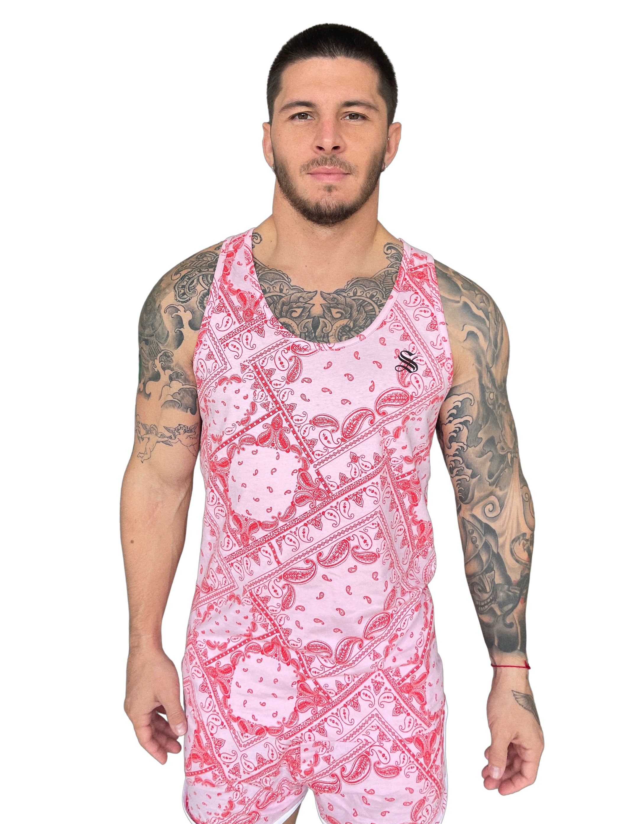 East - Red Tank Top for Men - Sarman Fashion - Wholesale Clothing Fashion Brand for Men from Canada
