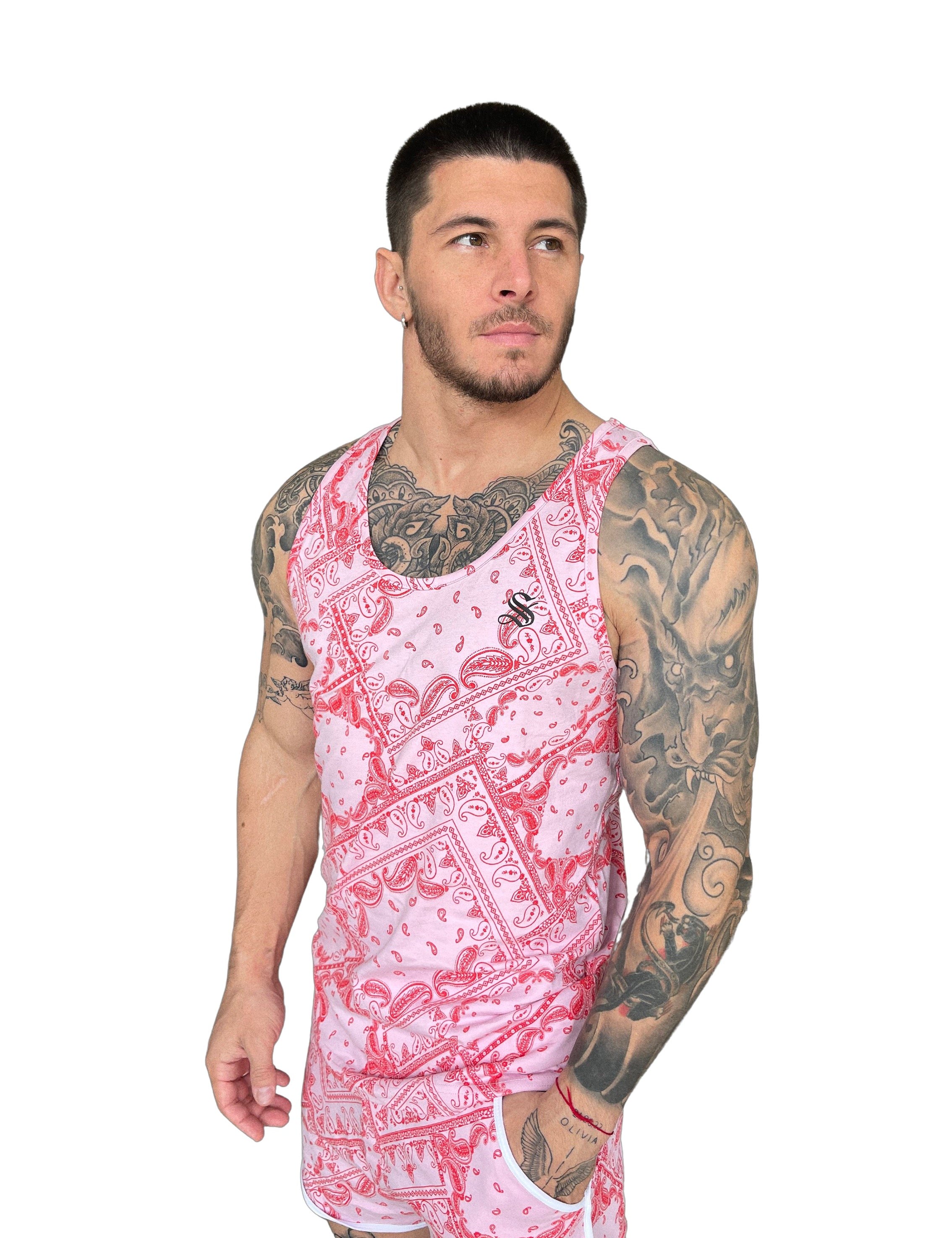 East - Red Tank Top for Men - Sarman Fashion - Wholesale Clothing Fashion Brand for Men from Canada