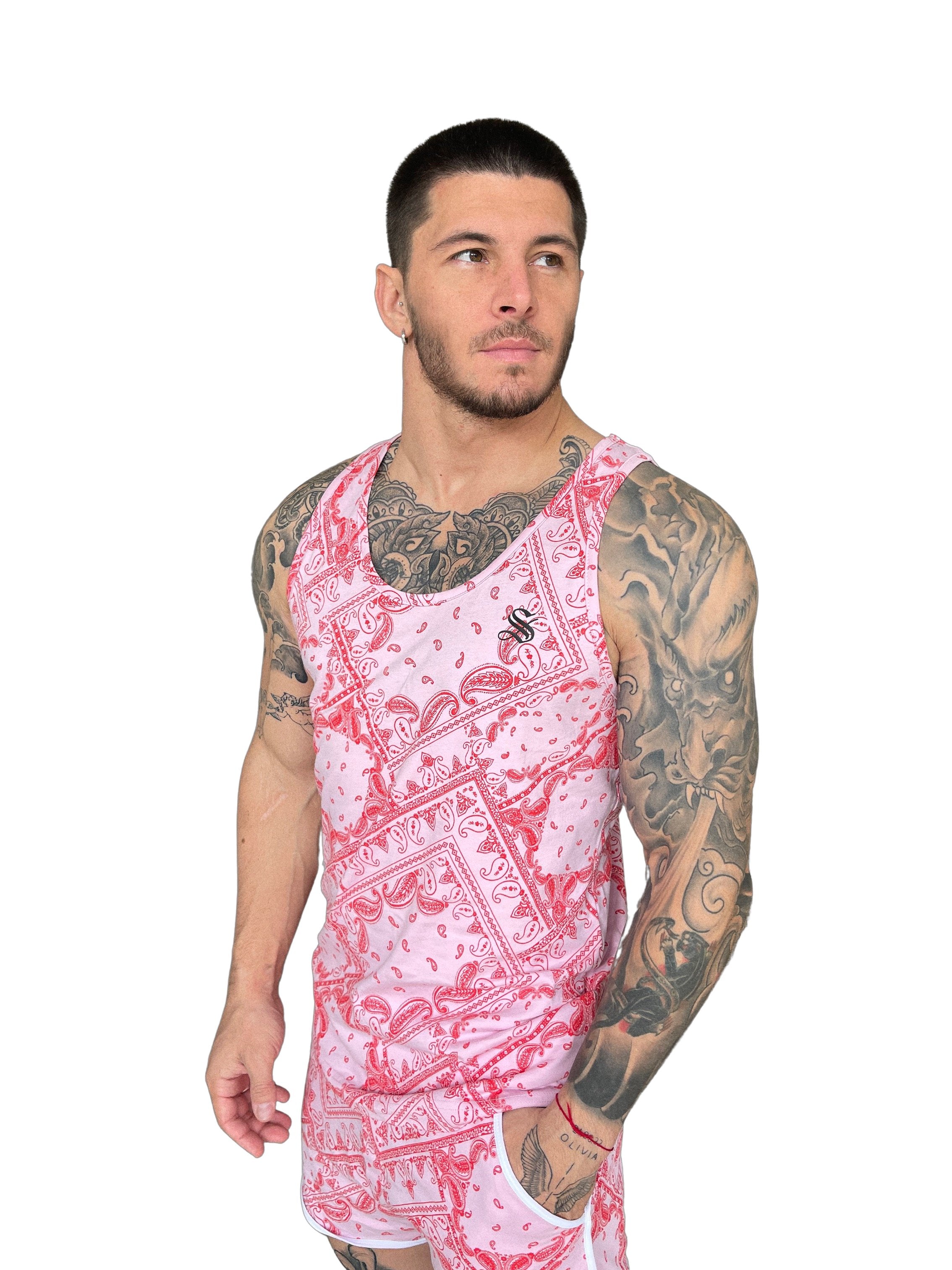 East - Red Tank Top for Men - Sarman Fashion - Wholesale Clothing Fashion Brand for Men from Canada