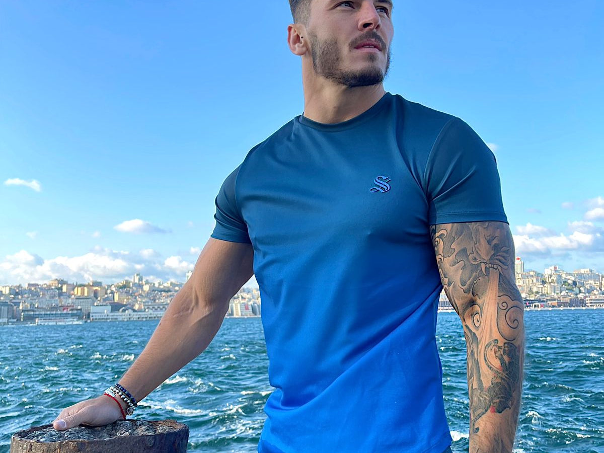 Eiffel - Blue T-Shirt for Men (PRE-ORDER DISPATCH DATE 25 DECEMBER 2021) - Sarman Fashion - Wholesale Clothing Fashion Brand for Men from Canada