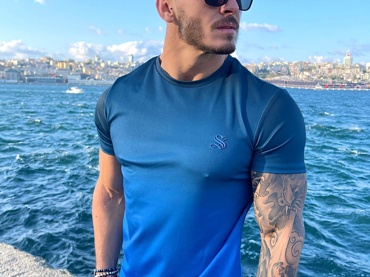 Eiffel - Blue T-Shirt for Men (PRE-ORDER DISPATCH DATE 25 DECEMBER 2021) - Sarman Fashion - Wholesale Clothing Fashion Brand for Men from Canada