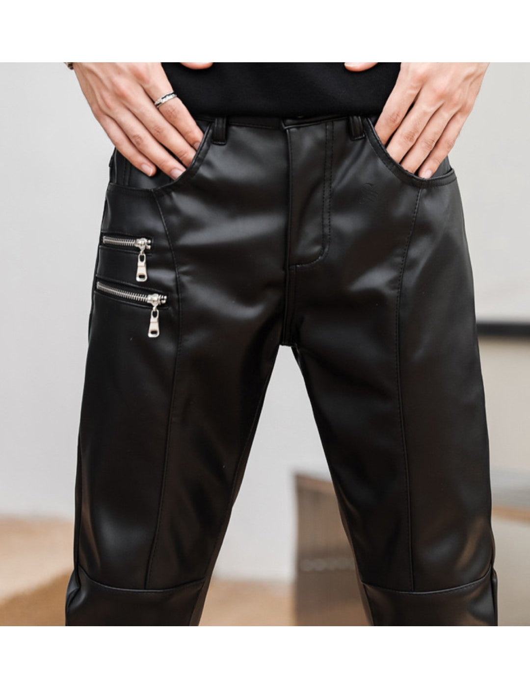 Eliza - Black Pu-Leather Pant’s for Men - Sarman Fashion - Wholesale Clothing Fashion Brand for Men from Canada